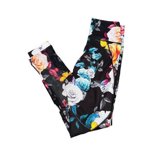 Zyia Active Black Dark Floral Mesh Hi-Rise 7/8 Athletic Leggings Size 2